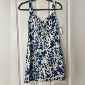 Abercrombie linen blend mini dress, blue floral